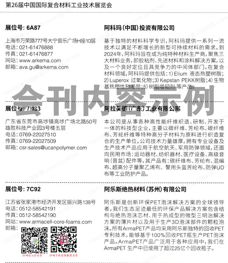 2023上海第26屆中國國際復合材料工業技術展覽會會刊-展商名錄