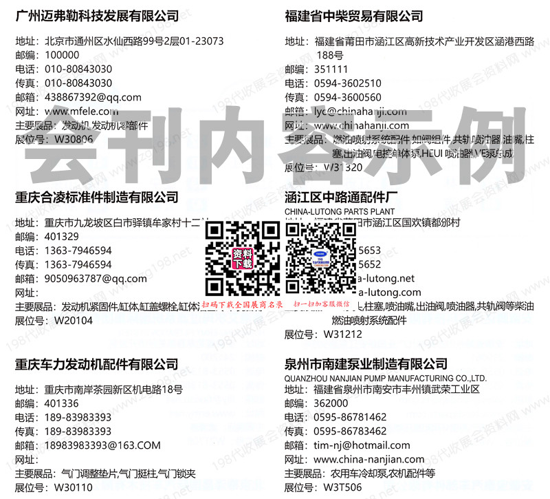 2024年全國各城市汽配展、汽車零部件及售后市場展會行業企業名片+會刊名錄匯總